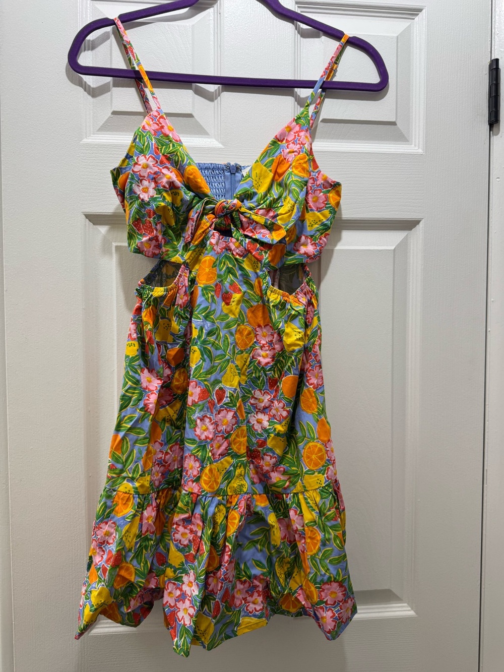 Fruit Floral Sundress with Tie Front